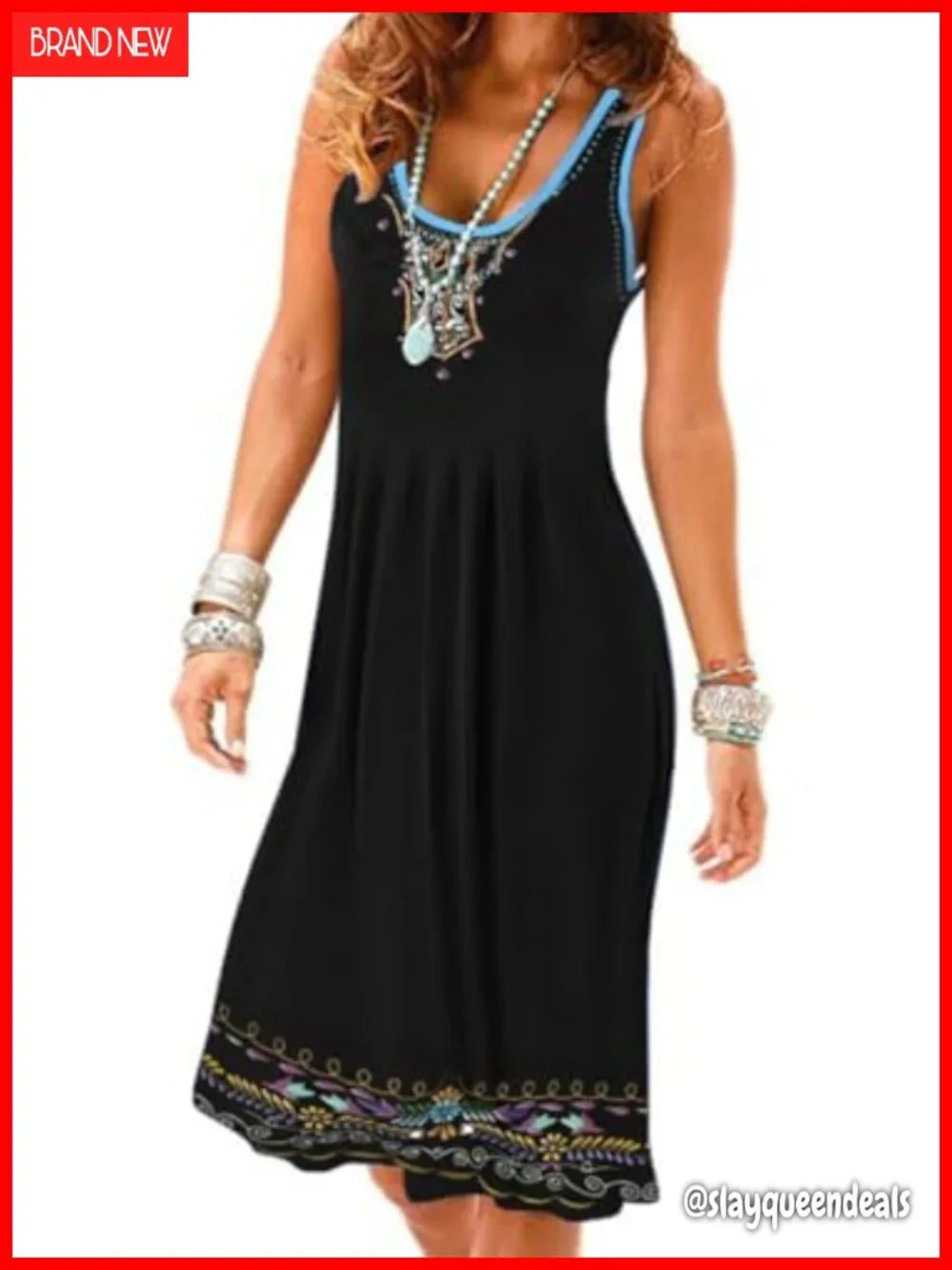 Sleeveless Tank Dress Scoop Neck Pleated A-Line Mini Swing Summer Beach